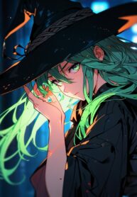 Leonardo_Anime_XL_green_haired_witch_with_cursed_body_2