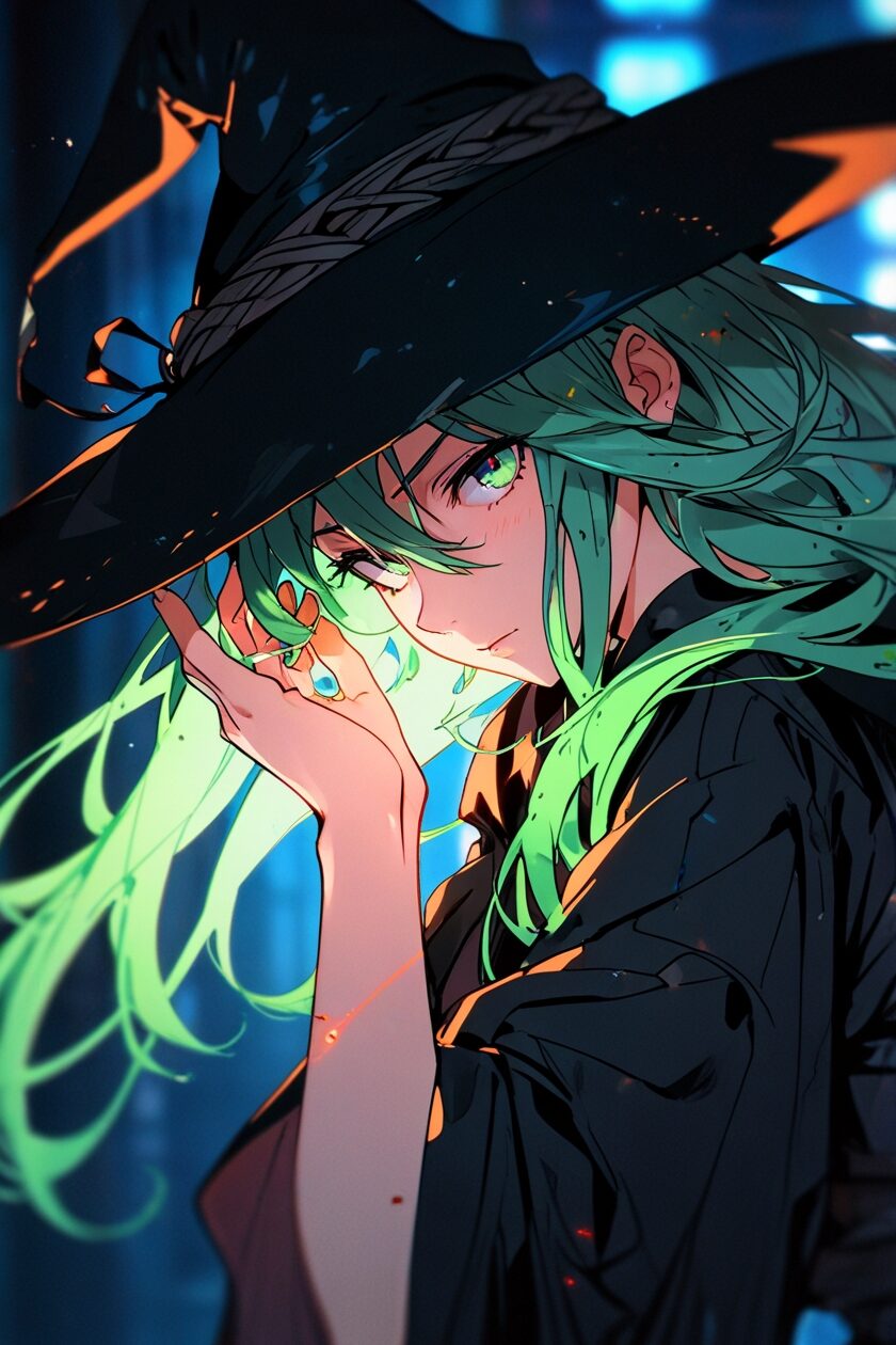 Leonardo_Anime_XL_green_haired_witch_with_cursed_body_2